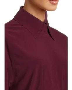 Norma Kamali Boyfriend NK Shirt Shirred Skirt Dress Plum Discount