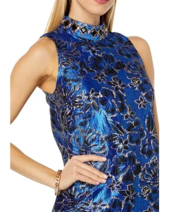 Lilly Pulitzer Brandi Shift Dress Blue Grotto Twilight Floral Brocade Discount