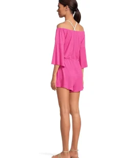 BECCA Breezy Basics Off The Shoulder Romper Cover-Up Azalea Clearance