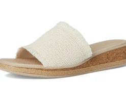 LifeStride Breezy Slides Natural Stretch Raffia Fabric