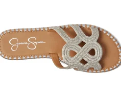 Jessica Simpson Bria Flat Woven Sandals Silver Clearance