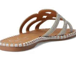 Jessica Simpson Bria Flat Woven Sandals Silver Clearance