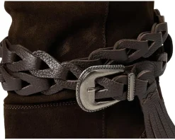 Free People Bridget Belt Slouch Boots Chocolate Suede/Leather Clearance