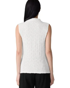 Eileen Fisher Bubble Jacquard Funnel Neck Slim Tank Ivory Clearance