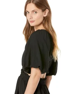 Women MOON RIVER Bubble Sleeve Back Cutout Mini Dress