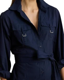 Women Lauren Ralph Lauren Buckle-Trim Cotton-Blend Dress