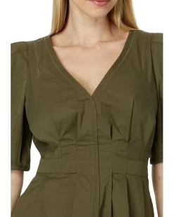 Ted Baker Burdur Stitch Detail Puff Sleeve Top Khaki
