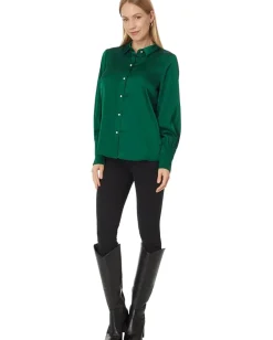 Women CeCe Button Down Long Slv Collared Tall Cuff Blouse 353