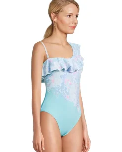 Lilly Pulitzer Caelum Ruffle One-Piece Multi Via Del Mar Engineered One Piece New