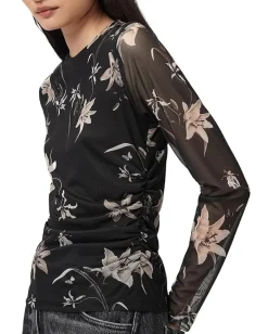 AllSaints Caia Mesh Top Petra Sepia Brown