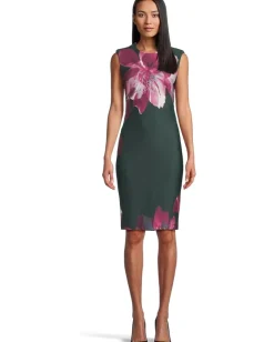 Women Calvin Klein Cal Sleeve Floral Sheath