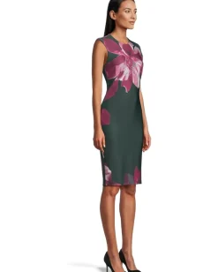 Women Calvin Klein Cal Sleeve Floral Sheath