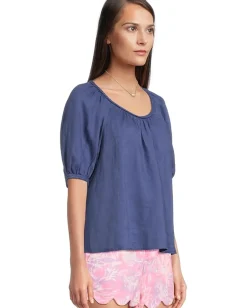 Lilly Pulitzer Calais Short Sleeve Top Sapphire Pool