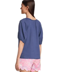 Lilly Pulitzer Calais Short Sleeve Top Sapphire Pool