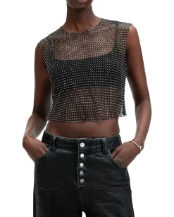 AllSaints Calytrix Sparkle Top Black Hot