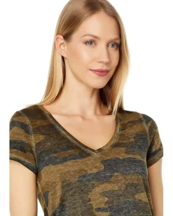 Women Lucky Brand Camo Burnout Tee