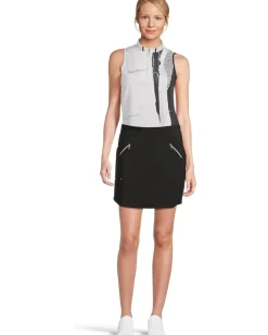 Jamie Sadock Canvas Mache Print Sleeveless Polo Sugar White Hot