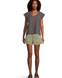 Mod-o-doc Cap Dolman Sleeve Mix Media Top Washed Ebony Online