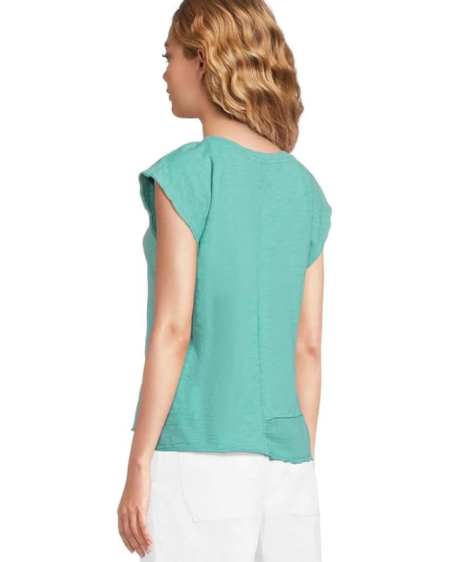 Women Mod-o-doc Cap Dolman Sleeve Mix Media Top