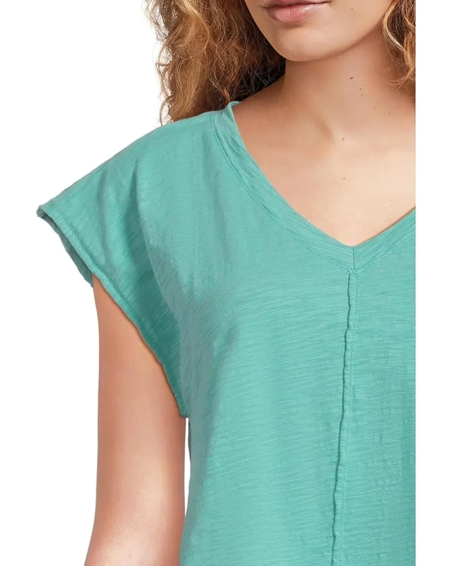 Women Mod-o-doc Cap Dolman Sleeve Mix Media Top