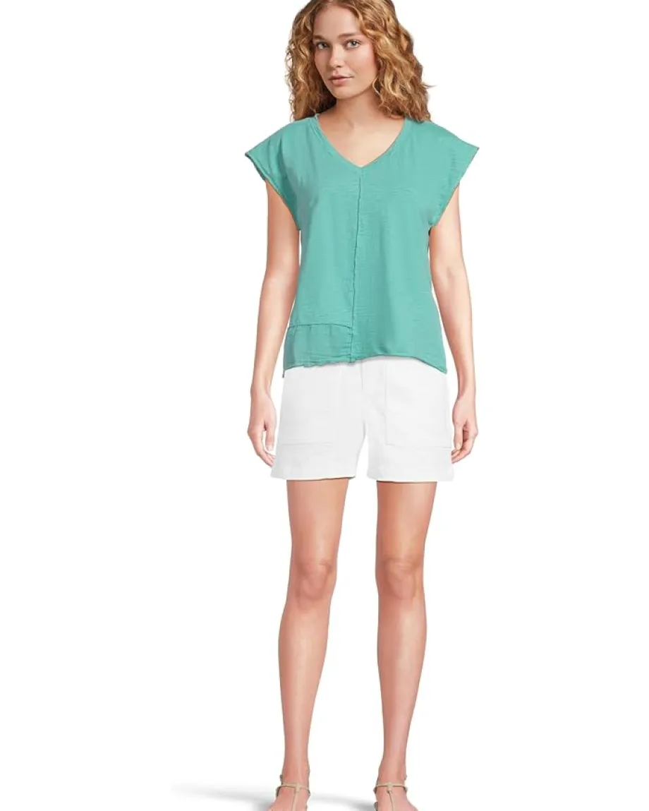 Women Mod-o-doc Cap Dolman Sleeve Mix Media Top