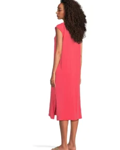 Mod-o-doc Cap Sleeve Column Dress with Side Slits Glazed Cherry Outlet