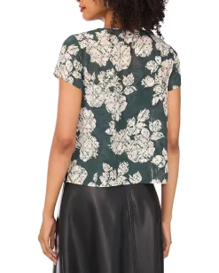 Vince Camuto Cap Sleeve Cowl Front Blouse Forest Night Hot