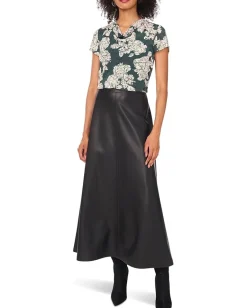 Vince Camuto Cap Sleeve Cowl Front Blouse Forest Night Hot