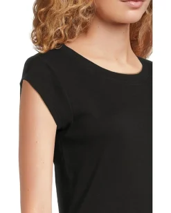 Mod-o-doc Cap Sleeve Crew Neck Slim Tee Black Online