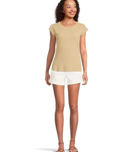 Women Mod-o-doc Cap Sleeve Crew Neck Slim Tee