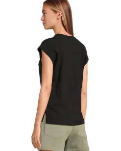 Women Mod-o-doc Cap Sleeve Mix Media Tee