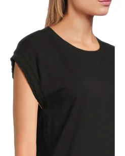 Women Mod-o-doc Cap Sleeve Mix Media Tee