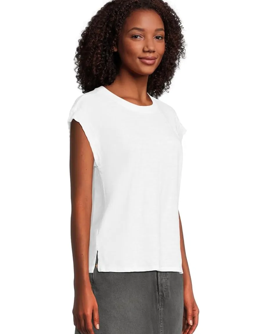 Mod-o-doc Cap Sleeve Mix Media Tee White Best