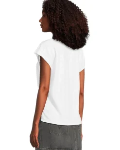 Mod-o-doc Cap Sleeve Mix Media Tee White Best