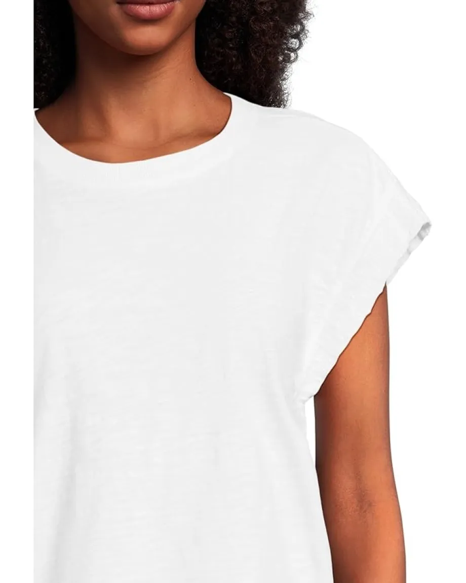 Mod-o-doc Cap Sleeve Mix Media Tee White Best