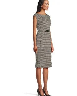 Women Calvin Klein Cap Sleeve Ponte Belted Sheath