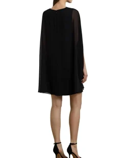 Lauren Ralph Lauren Cape Georgette Cocktail Dress Black 1 Discount
