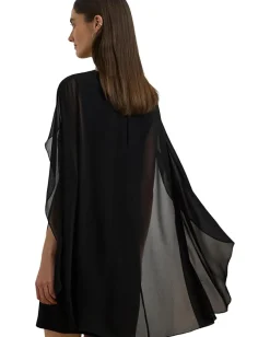 Lauren Ralph Lauren Cape Georgette Cocktail Dress Black 1 Discount