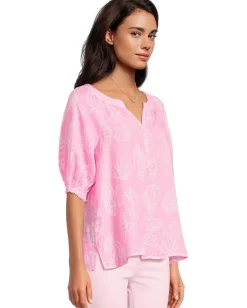 Lilly Pulitzer Caprina Top Rousseau Pink Cool As Shell Best