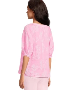 Lilly Pulitzer Caprina Top Rousseau Pink Cool As Shell Best