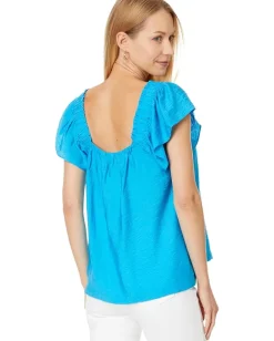 Lilly Pulitzer Caralisa Short Sleeve Top Tangier Teal