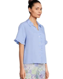 Lilly Pulitzer Carden Ruffle Top Jacaranda Blue Sale