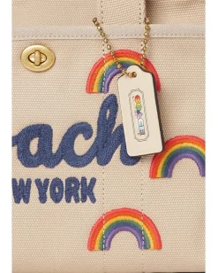 COACH Cargo Tote Bag 26 With Rainbow Dark Natural New