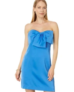 Lilly Pulitzer Carlynn Strapless Satin Bow Dress Morelle Blue