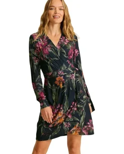 Tommy Bahama Carmela Orchid Isle Wrap Dress Black Clearance