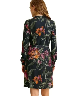 Tommy Bahama Carmela Orchid Isle Wrap Dress Black Clearance