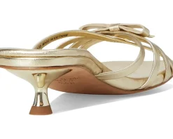 Women Kate Spade New York Carolina Metallic Leather Kitten Heel Sandals