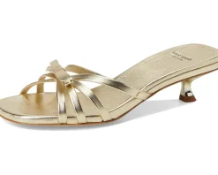 Women Kate Spade New York Carolina Metallic Leather Kitten Heel Sandals