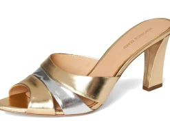 Veronica Beard Cassiel Slide Sandals Gold/Silver Discount