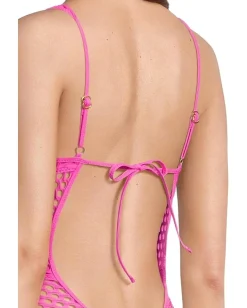 BECCA Castaway Fishnet Texture Plunge One Piece Azalea Hot